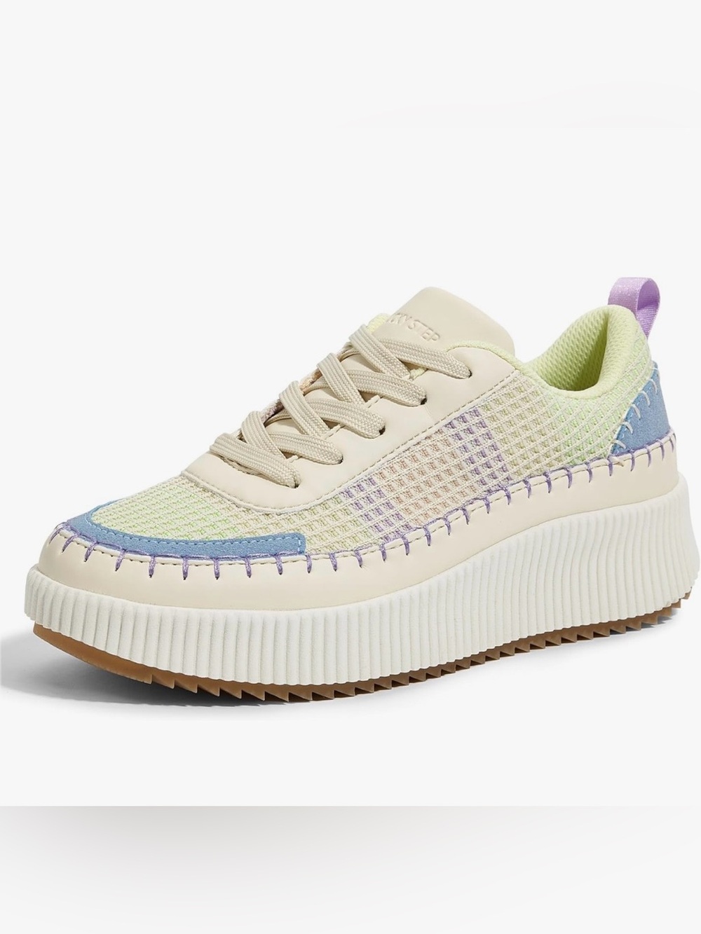 Women’s Cream & Multi-color Pastel Mesh Platform Sneaker Size 6.5